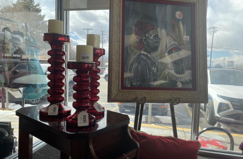 Framed Picture ad Candlesticks